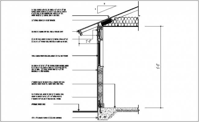 construction view of sectional view of wall and floor dwg file