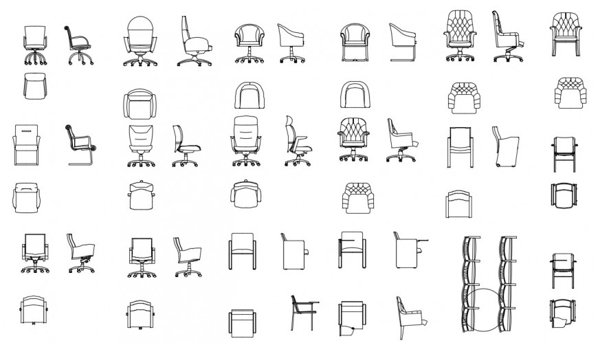 Waiting area chairs elevation blocks cad drawing details dwg file - Cadbull