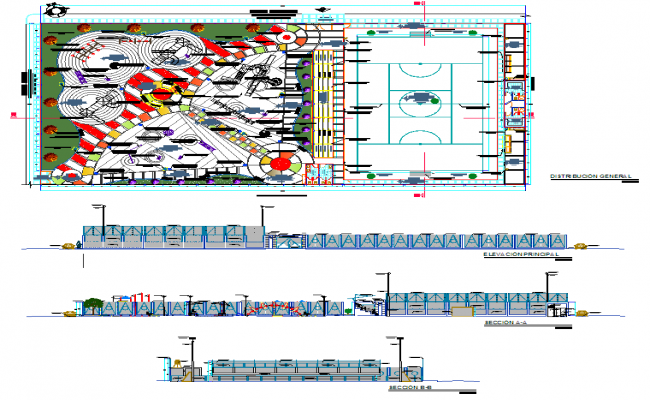 Indoor stadium site plan detail dwg file - Cadbull