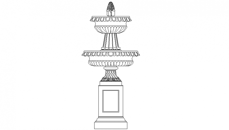 Urban garden 3d three layer water fountain cad drawing details dwg file ...