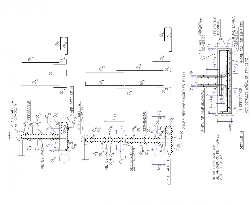 Foundation plan and detailing of RCC structure in dwg format - Cadbull