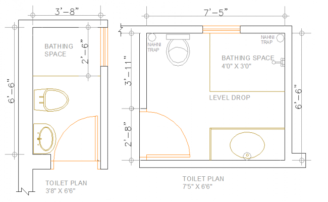 AutoCAD File Of Common Toilet Sanitary Fixing Design 2D CAD Drawing ...