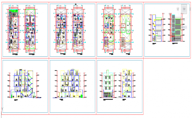 Multistorey building with elevation in dwg file - Cadbull