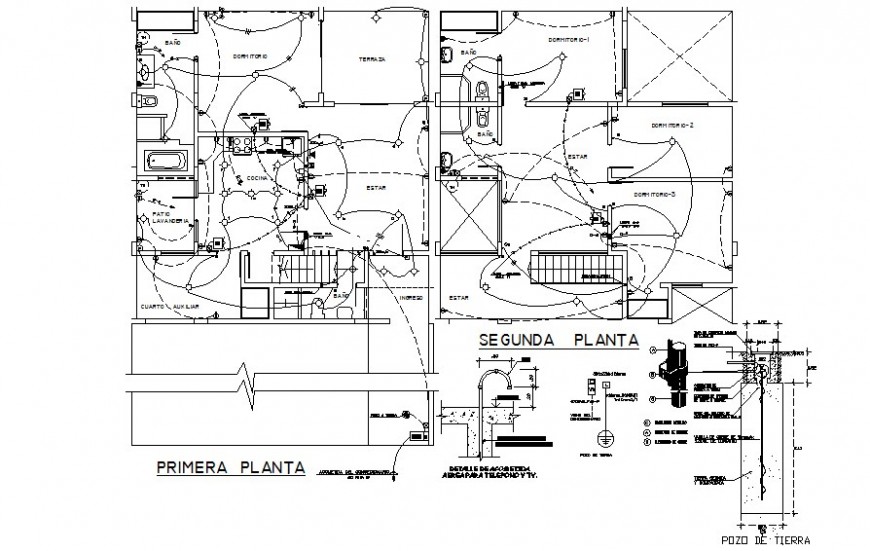 Basement floor electrical layout plan details of house pdf file - Cadbull