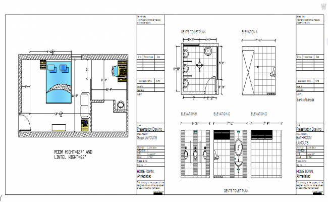 Elevation of a Bedroom CAD Drawing - Cadbull