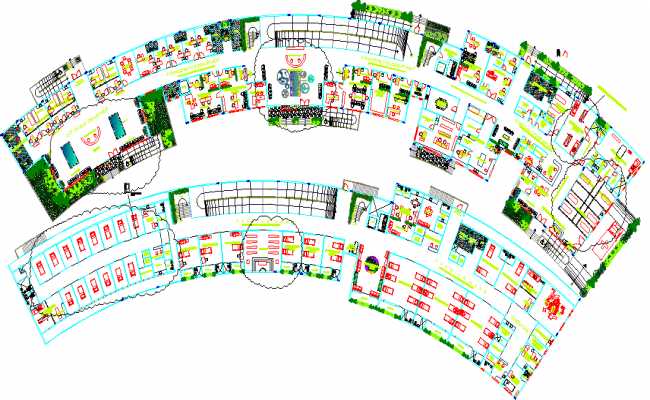 Plan and section detail auditorium autocad file - Cadbull