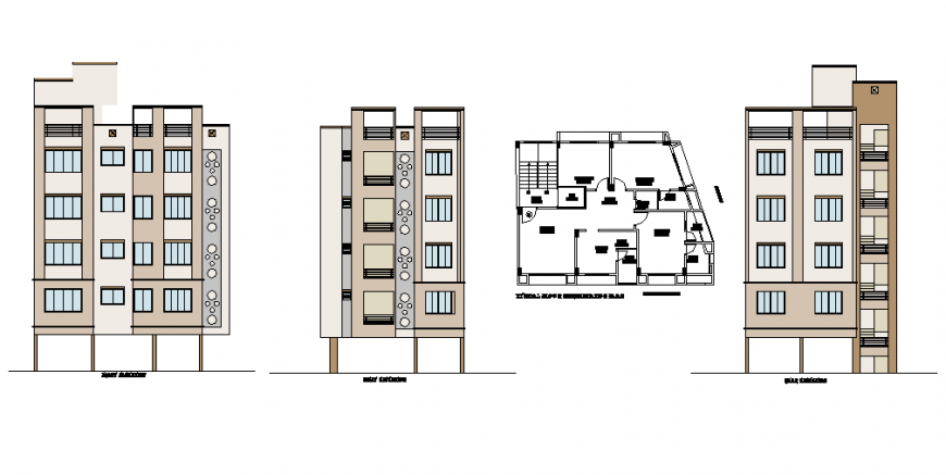 G 4 Floor Apartment Plan And Elevation In Dwg File Cadbull