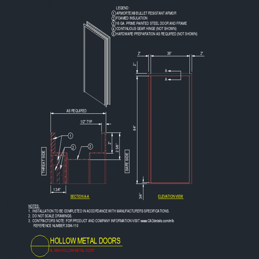 Hollow Metal Door Autocad File