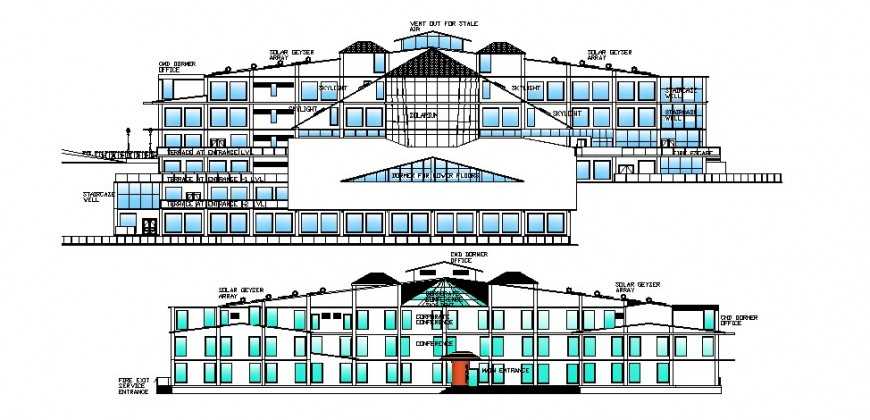 Beach Resort Elevation Plan And Design Dwg File Cadbull