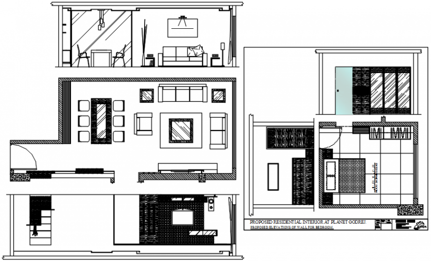 Drawing Room Furniture Units Detail Elevation 2d View