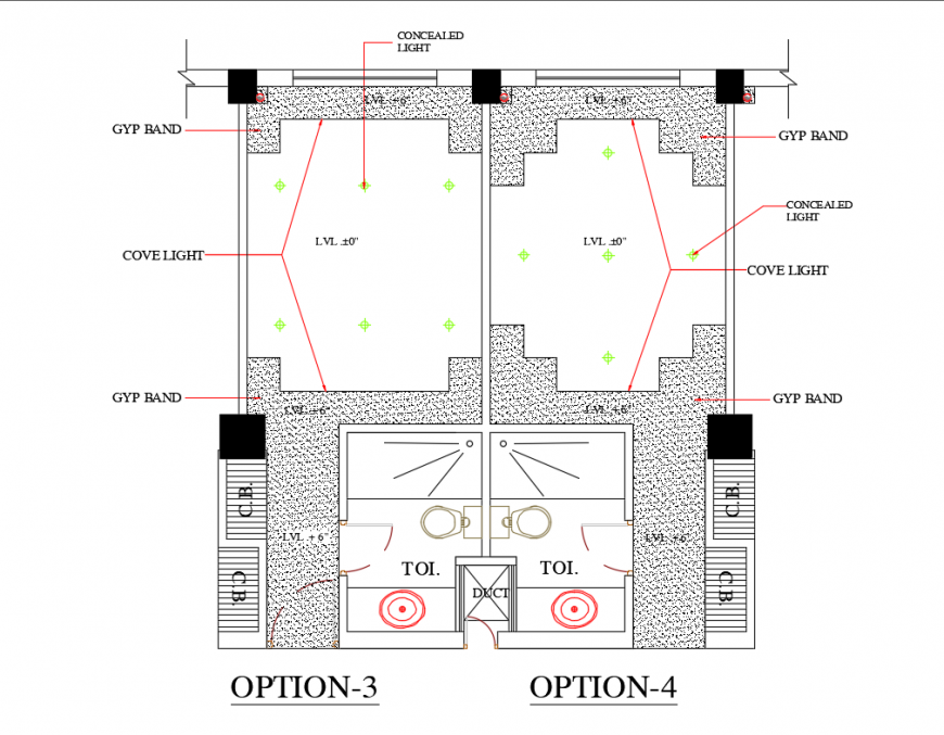 House False Ceiling Section And Electrical Layout Plan