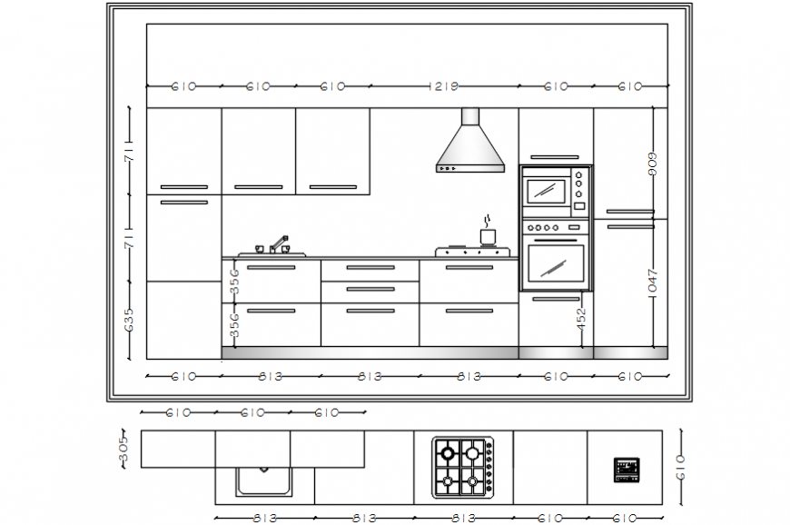 House Small Kitchen Section And Layout Plan Cad Drawing Details Dwg File 29052019110455 