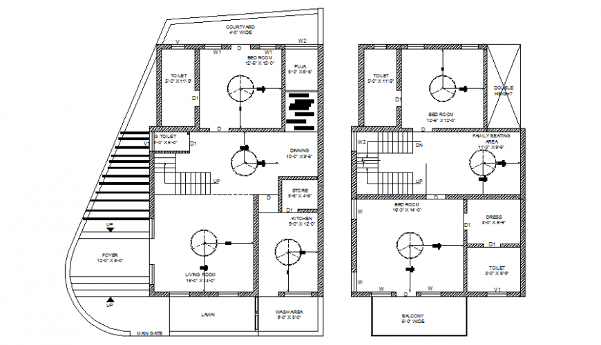 Single Storey 2 BHK House Electrical Layout Plan Design - Cadbull