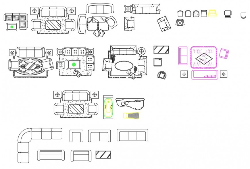 Living Room Furniture CAD Blocks Drawing Free Download - Cadbull