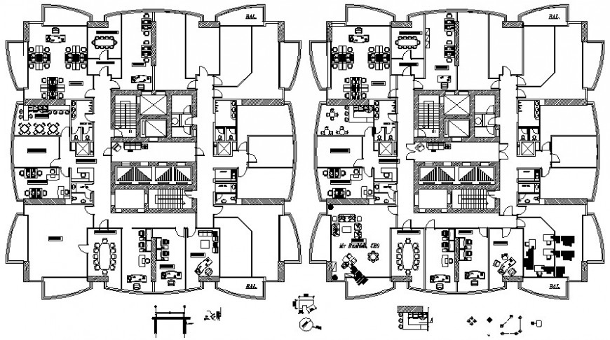 Floor plan of the office building with detail dimension in dwg file ...