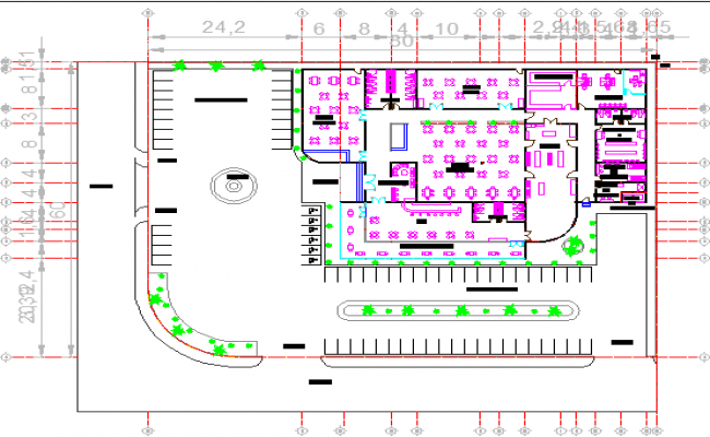 luxury restaurant with bar dwg file