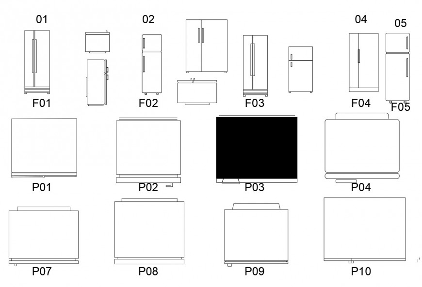 Multiple Refrigerator And Kitchen Equipment Blocks Drawing Details Dwg File 11062019122856 