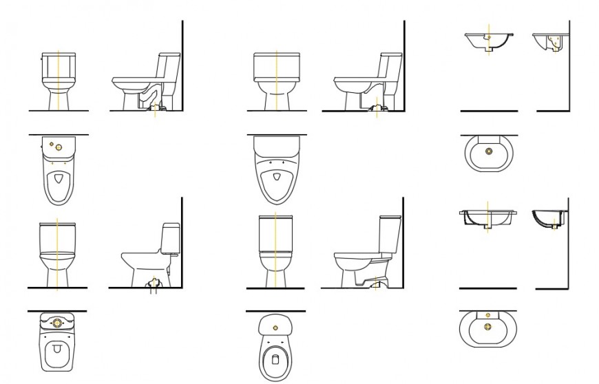 Wash basin and plumbing sectional details - Cadbull