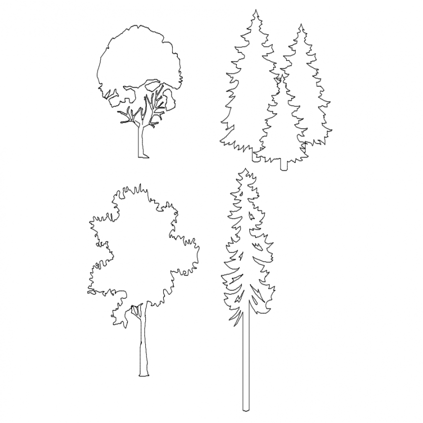 Freehand sketch of tree elevation cad block details dwg file - Cadbull