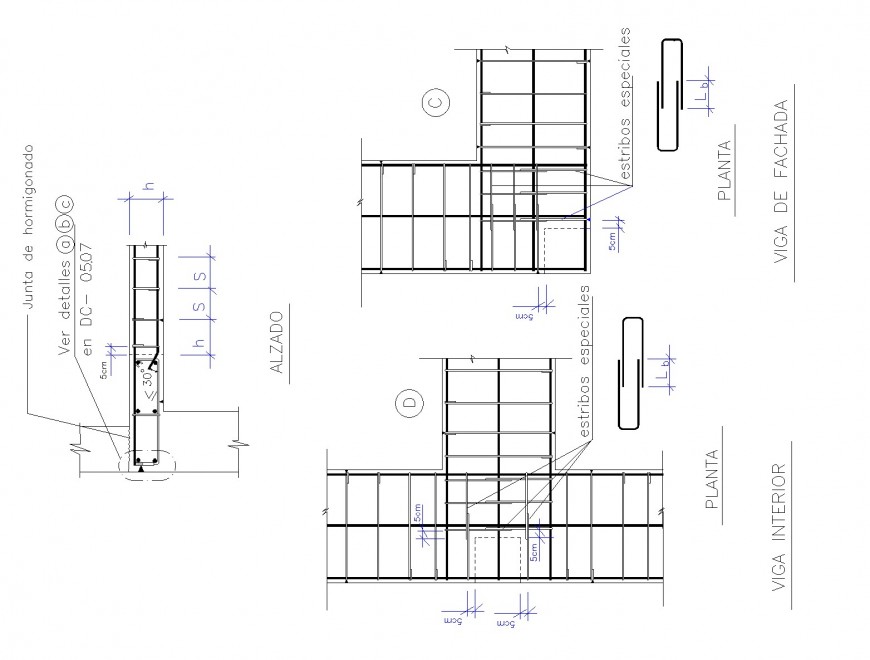 Intermediate wall link built in two phases with beam section autocad ...