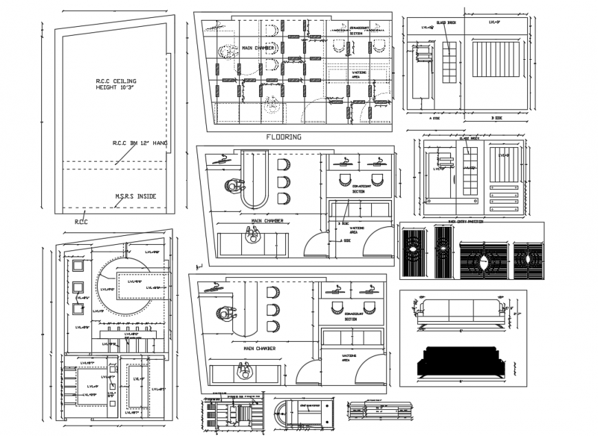 Office Building Floor Plan Ceiling Details And Furniture Details