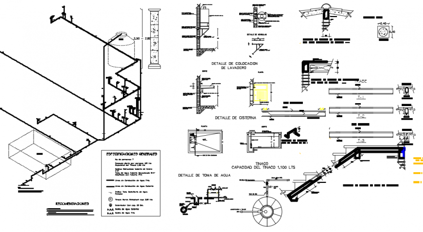 Gas installation view with pipe connection for apartment dwg file - Cadbull