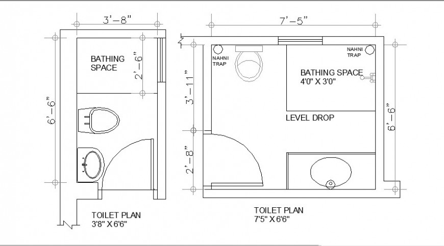 Existing plan and proposed plan of office toilet blocks cad drawing ...