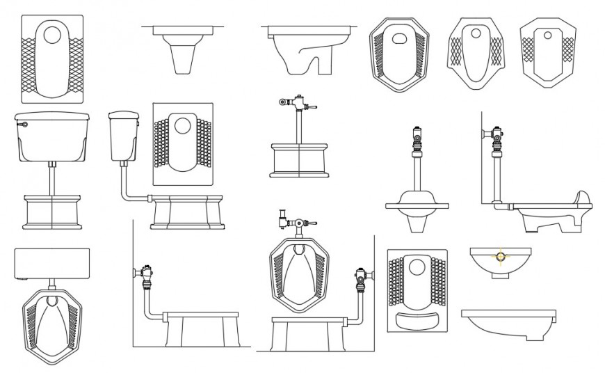 Sanitary water closet drawing details elevation 2d view autocad file