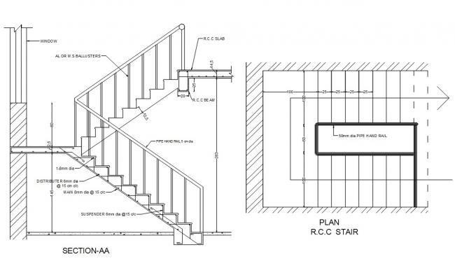 Stair plan detail 2d view CAD construction layout file in autocad ...