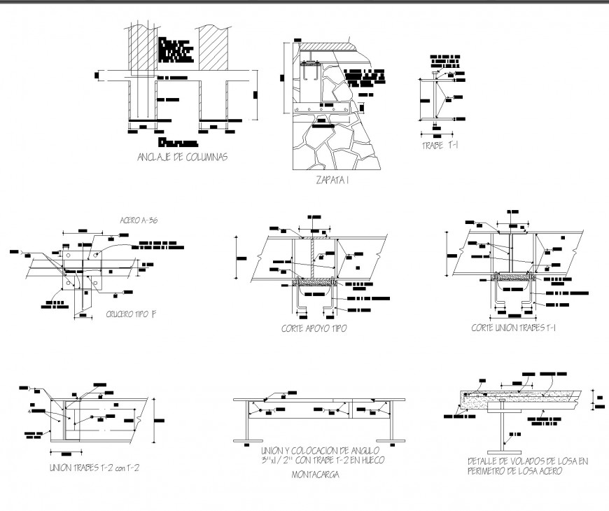 Section of column and foundation section autocad file - Cadbull