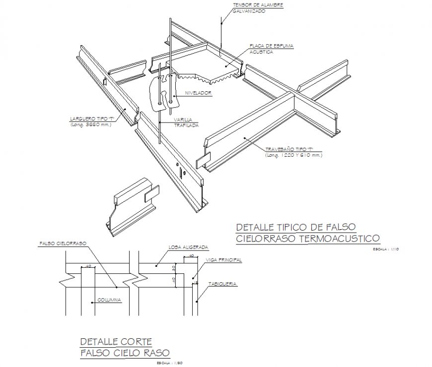Suspended Ceiling Of Plaster Plates Section Detail Dwg File