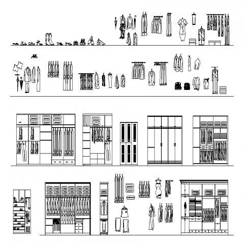 Autocad Cupboard Wardrobe CAD Blocks & DWG Models