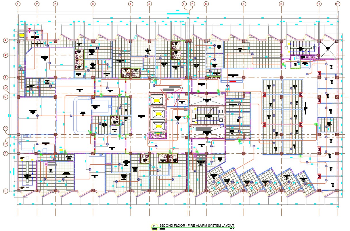 Floor Fire Alarm System Layout AutoCAD Plan Download - Cadbull