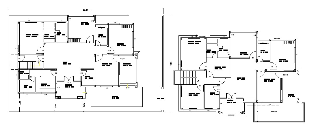 Plan of the bungalow with detail dimension in autocad 