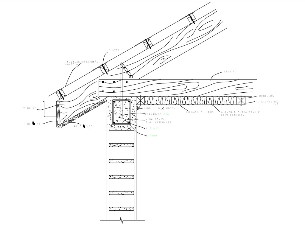 Wooden Roof section CAD Block With DWG File - Cadbull