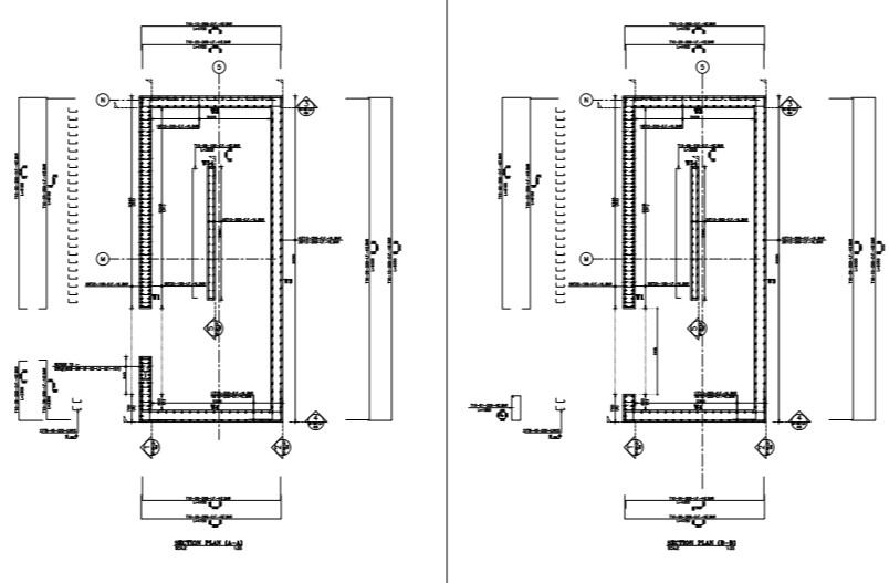 structural detail plan with section and elevation . - Cadbull