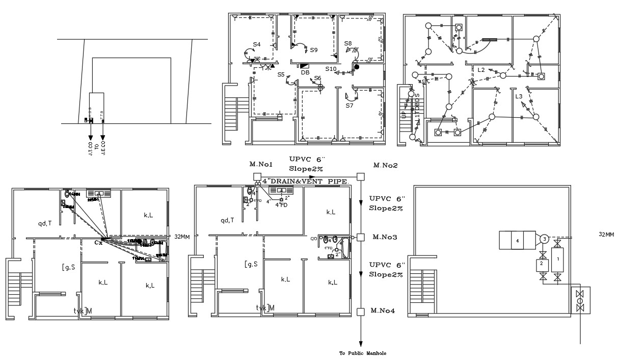 1350 Sq Ft house Electrical And Plumbing Plan DWG File - Cadbull