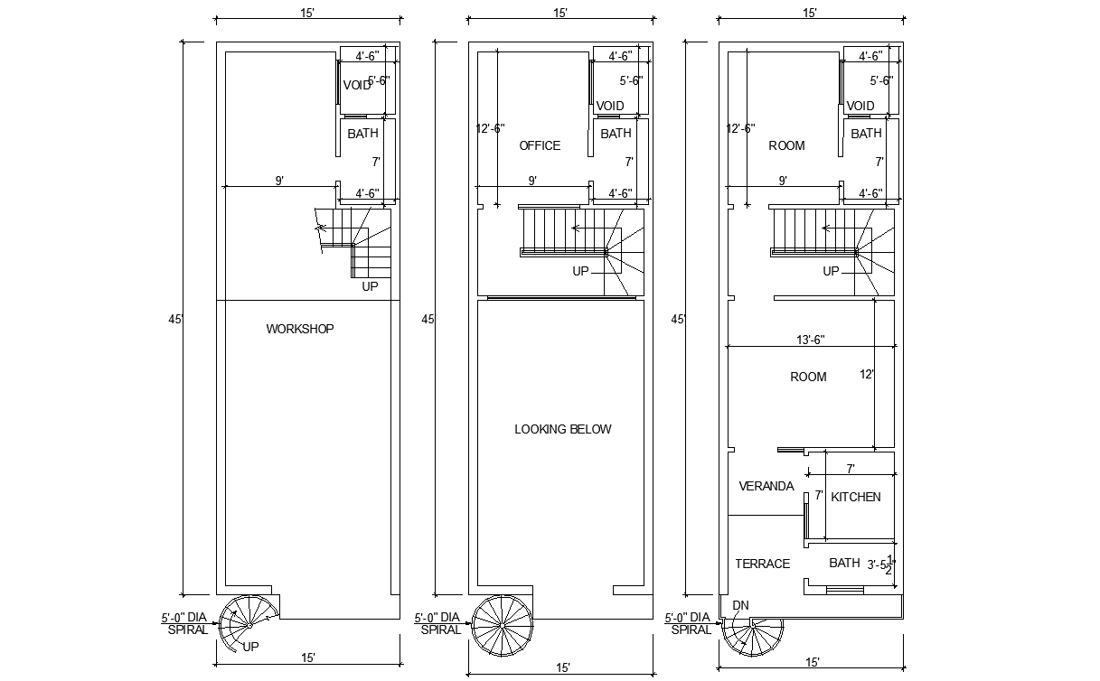 15 X45 single BHK  G 2  House  plan  AutoCAD  DWG file  