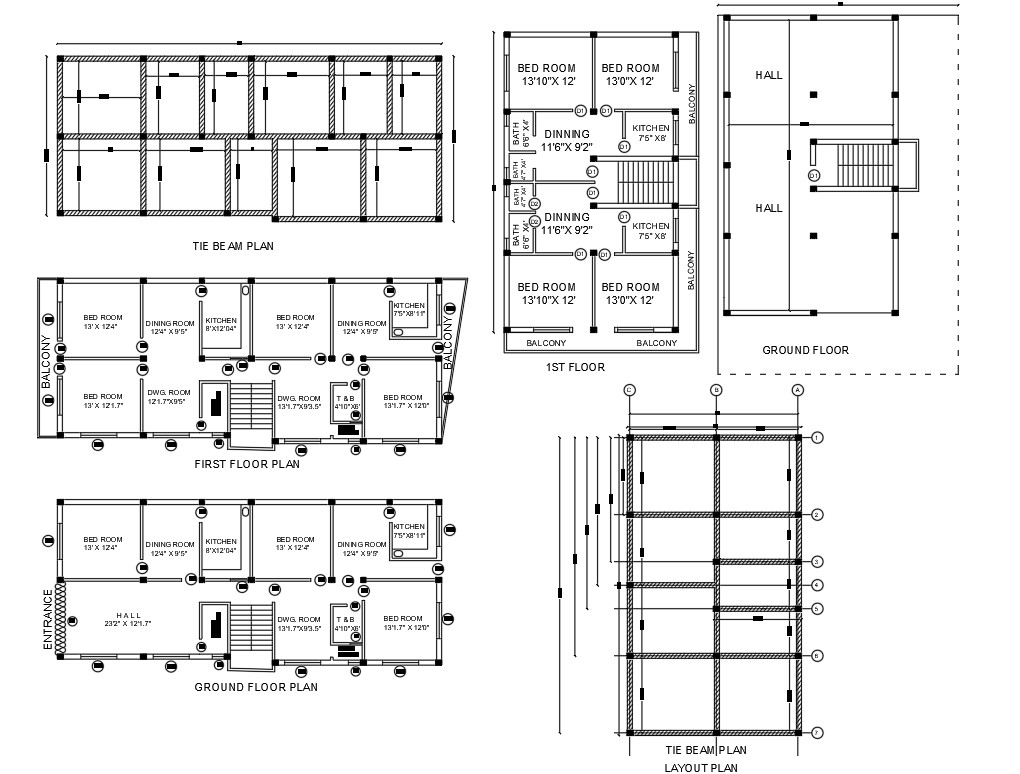 1 BHK And 2 BHK Apartment Plan DWG File - Cadbull