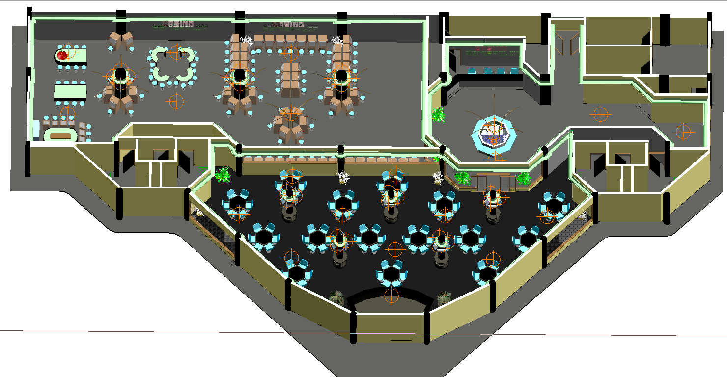 3D Restaurant Plan Cadbull   1a1e60f867dd23e3dc54080e3eab0dd3 