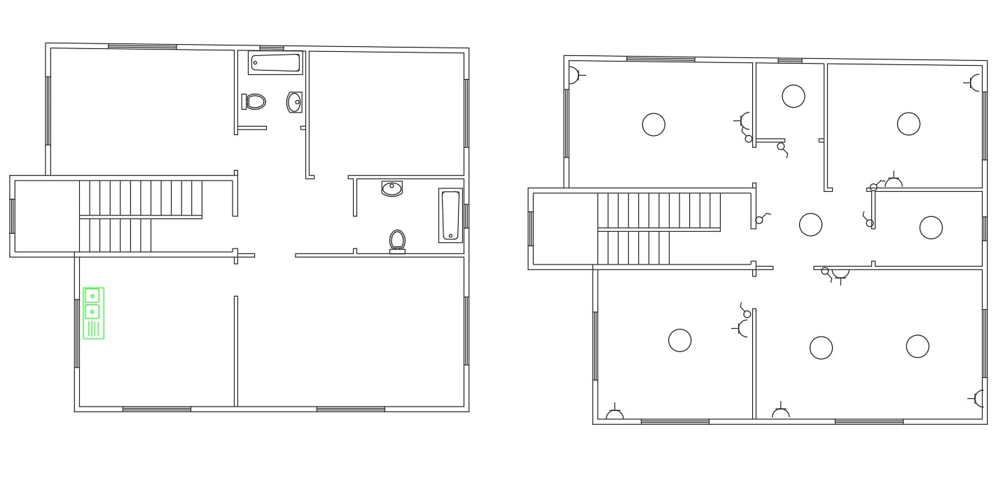 2 BHK AutoCAD House Plan Design CAD Drawing - Cadbull
