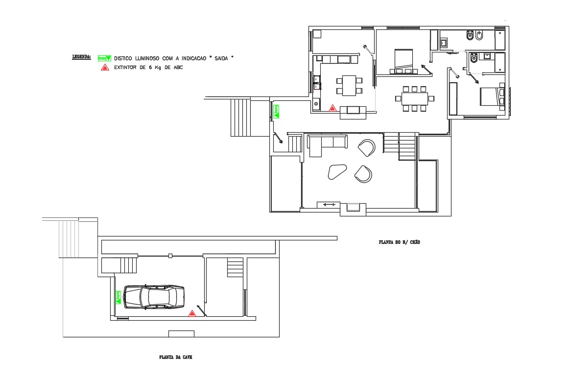 2 Bhk House Furniture Layout Plan With Car Parking Garage Cadbull