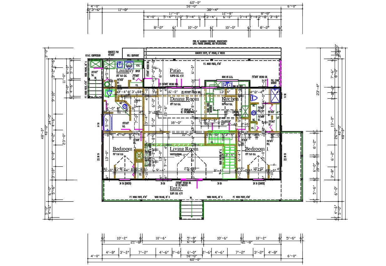 2 BHK House Layout Plan AutoCAD File - Cadbull