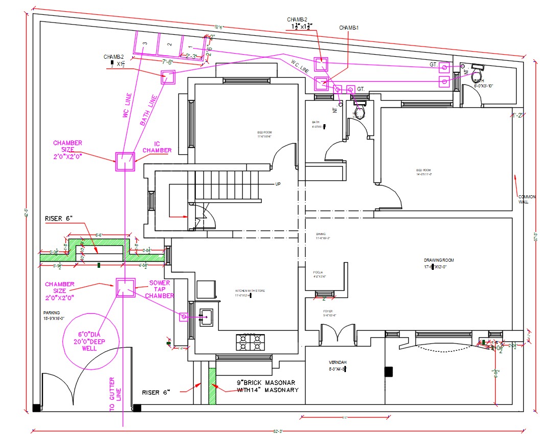 2-bhk-house-layout-plan-with-drainage-line-cad-drawing-cadbull