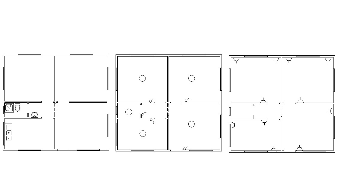  2  BHK  House  Plans  At 800 SQFT AutoCAD Drawing  Cadbull
