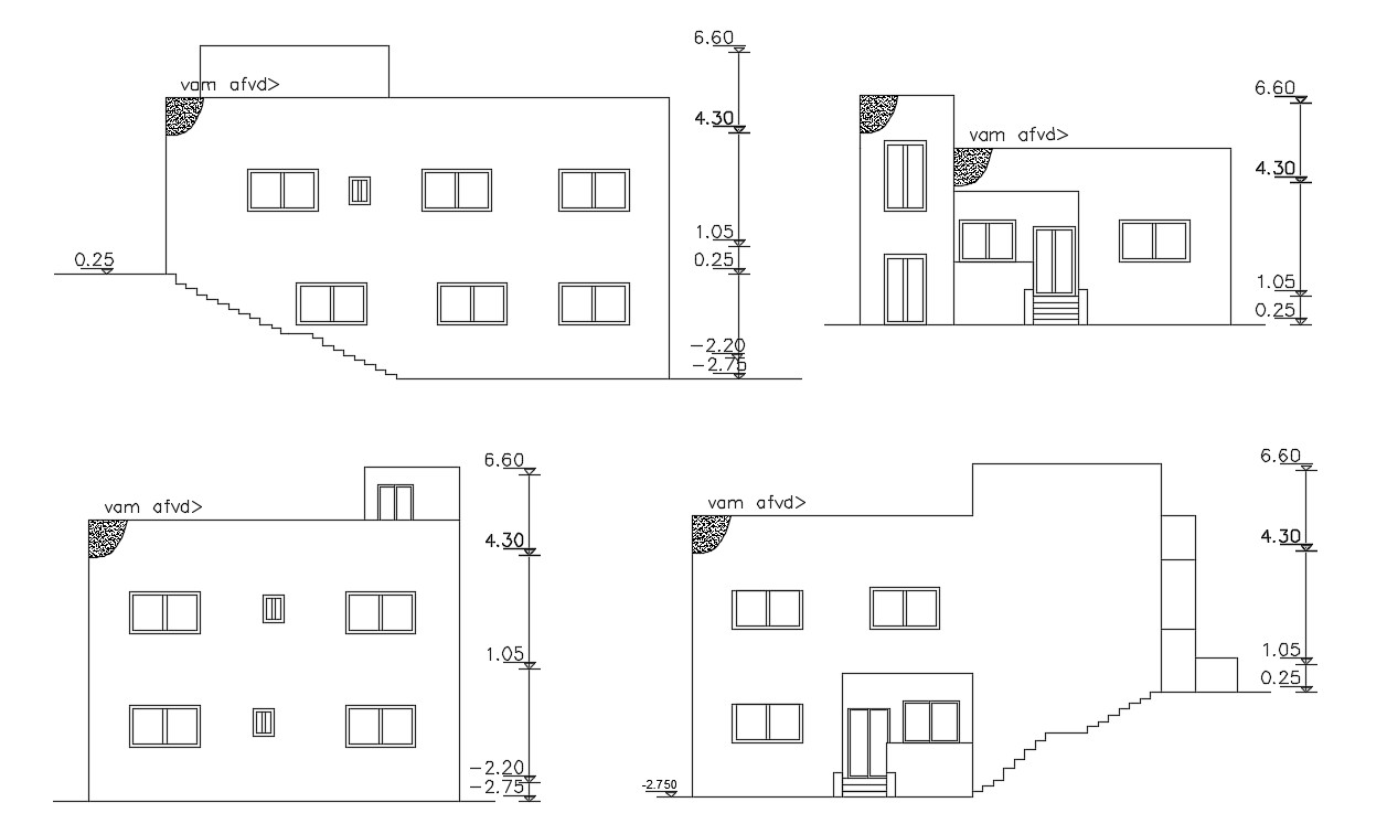 2 Storey House Building Elevation Design With Dimension ...