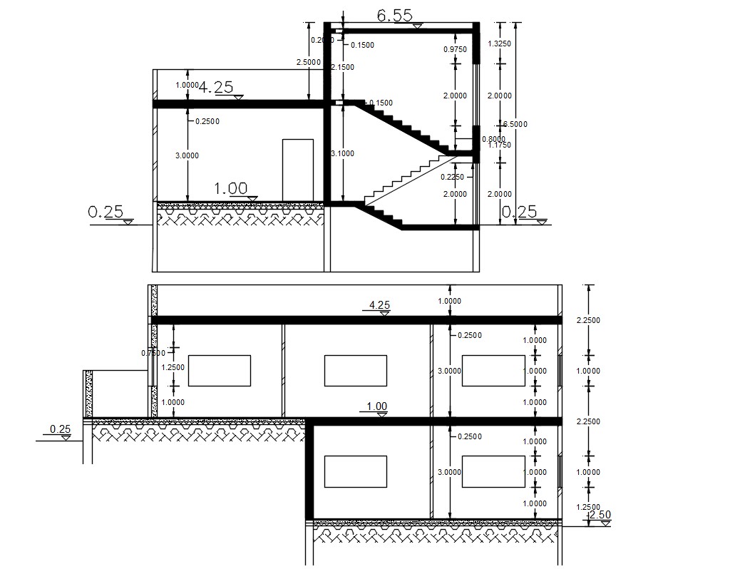 2 Storey House Building Section Drawing Dwg File Cadbull