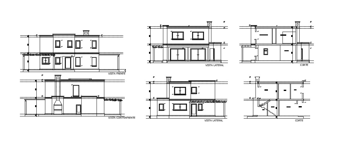 2 Storey House Elevation In DWG File - Cadbull