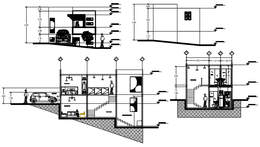 2 storey house with elevation and section in dwg file ...