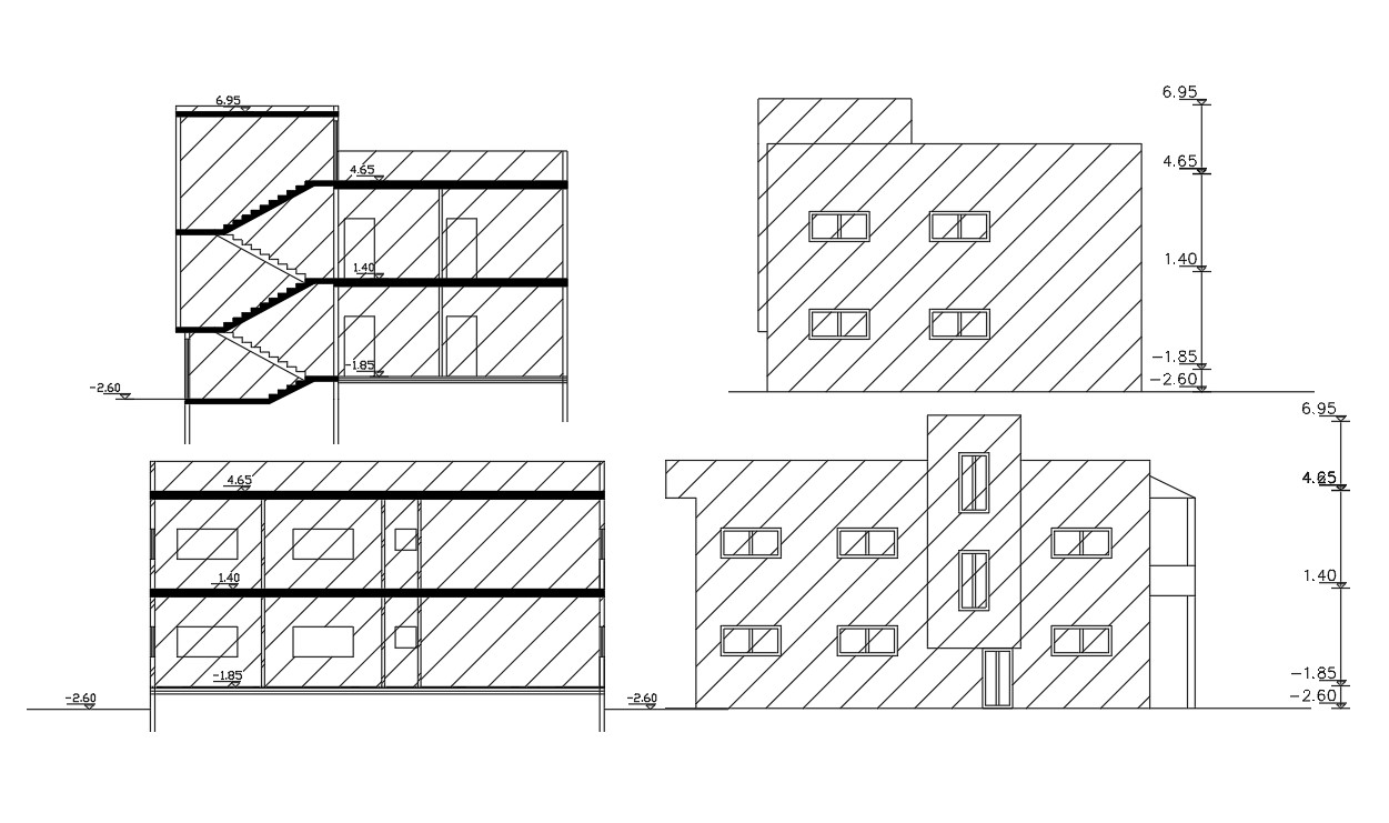 2000 SQFT House Building Design AutoCAD Drawing - Cadbull